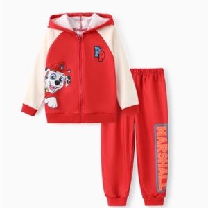 PAW Patrol 2pcs Toddler Boy Marshall Hoodie with Pants Set Red and Cream
